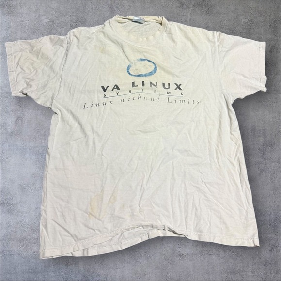 Vintage Linux Shirt‎ Mens XL White Short Sleeve Tech Tee Nvidia Y2K Thrashed